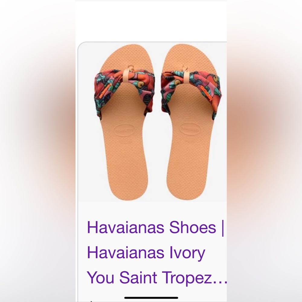 Havaianas Ivory You Saint Tropez Floral Printed Flip Flop Sandals Size US 7/7.5